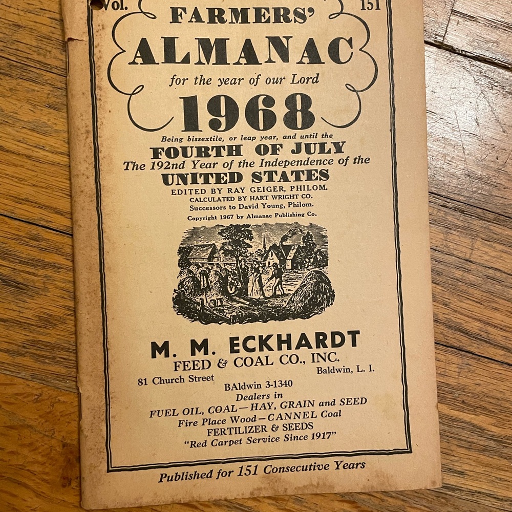 Vintage 1968 Farmers' Almanac